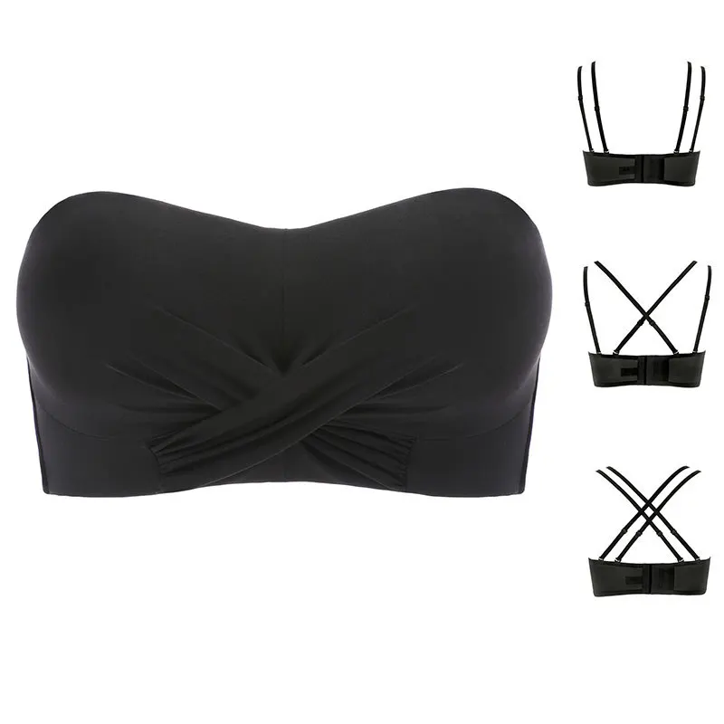 Strapless underwear women's non-slip girls' breasts and beautiful backs gather bra thickening for wedding photos.