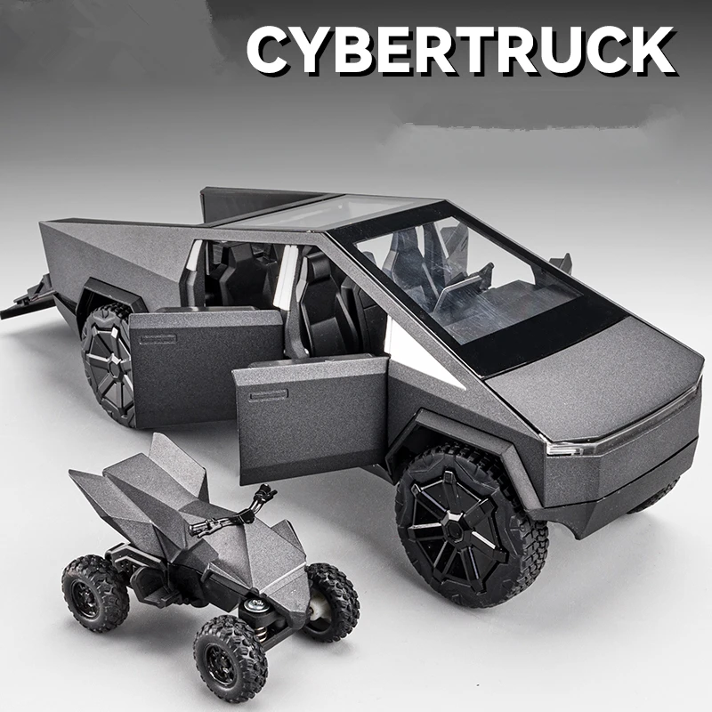 1/24 Tesla Cybertruck пикап модель автомобиля из сплава литой металлический игрушечный внедорожник модель автомобиля имитация звука и светильник подарок для детей