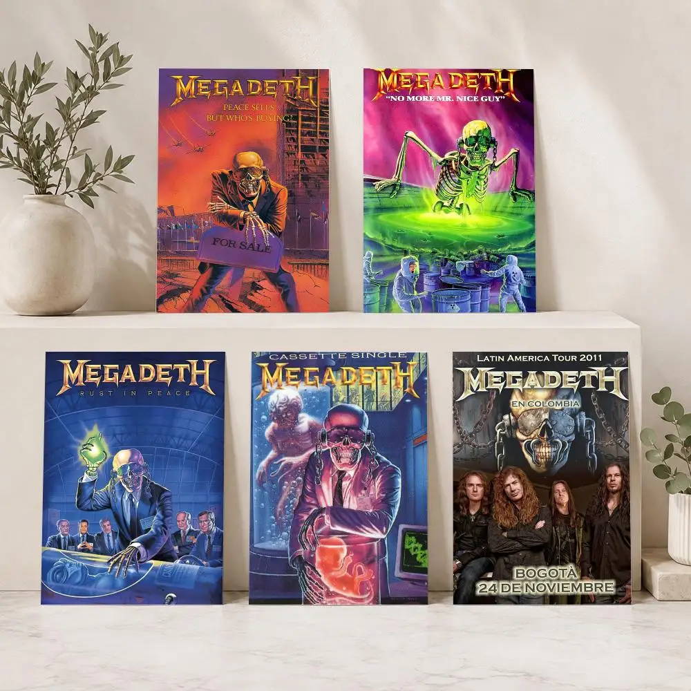 Фото Постеры-наклейки Band M-Megadeth, HD-печать, самоклеящиеся, современное искусство для спальни, гостиной, домашнего декора, настенные наклейки, подарок №1