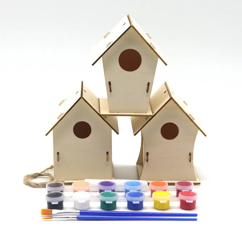 

Wooden Bird's Nest Hummingbird House Bird Box Hanging Decoration Creative Wall-Mounted Wooden Outdoor Nest Bird House