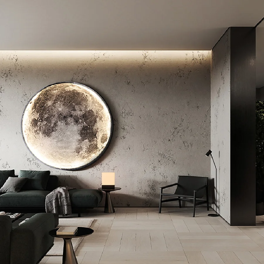 

Moon Wall Lamp Modern Creative Mural Living Room Background Wall Decoration Lamp Minimalist Art Bedside Wall Light