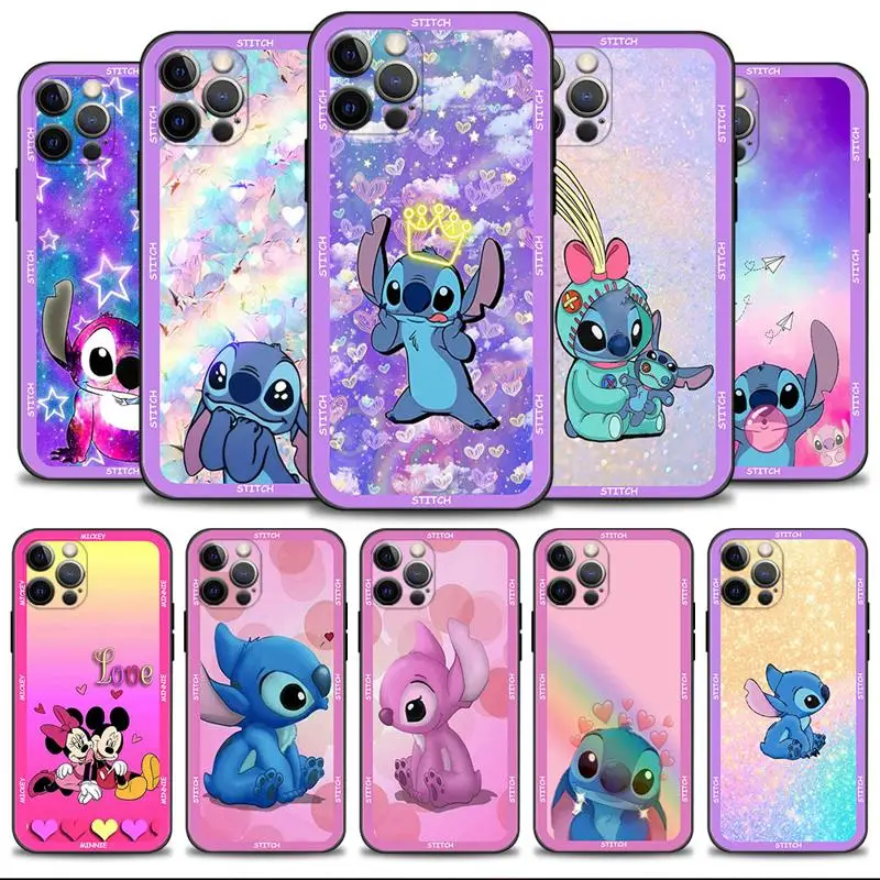 

Rainbow Color Stitch Mickey Minnie Shell For Apple iPhone 14 13 12 11 Pro Max 13 12 Mini XS Max XR X 7 8 6 6S Plus Case Cover