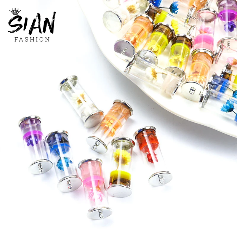 

5pcs/Lot Glass Dried Flowers Bottle Charms for Pendant Necklace Keychains Earrings DIY Jewelry Makings Handmade Findings Crafts