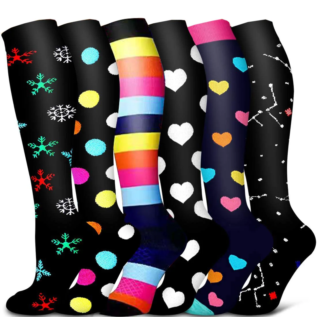 Wholesale 6 Pairs Compression Socks Women and Men Cycling Running Nursing Hiking Varicose Veins Sports Cycling Football Socks