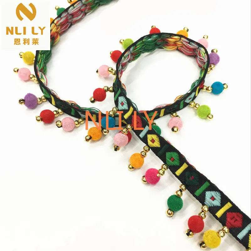 

10 Yards Handmade Beaded Ethnic Style Lace DIY Clothing Auxiliary Materials Weaving Curtain Accessories 1cm