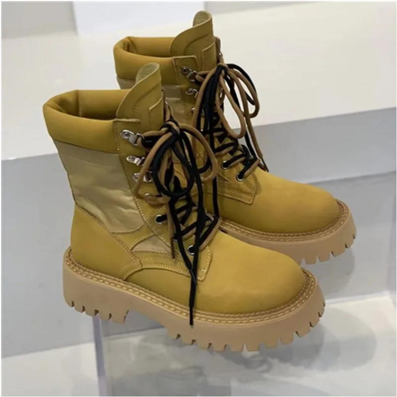 

Gothic Rhubarb Boots Boots Women's Summer Thin Section 2022 Thick Bottom Leather Breathable Retro Short Boots Women Shoes Goth