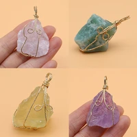 natural stone pendants gold color wire amethysts crystal for women lover jewelry making festive necklace earring supplies