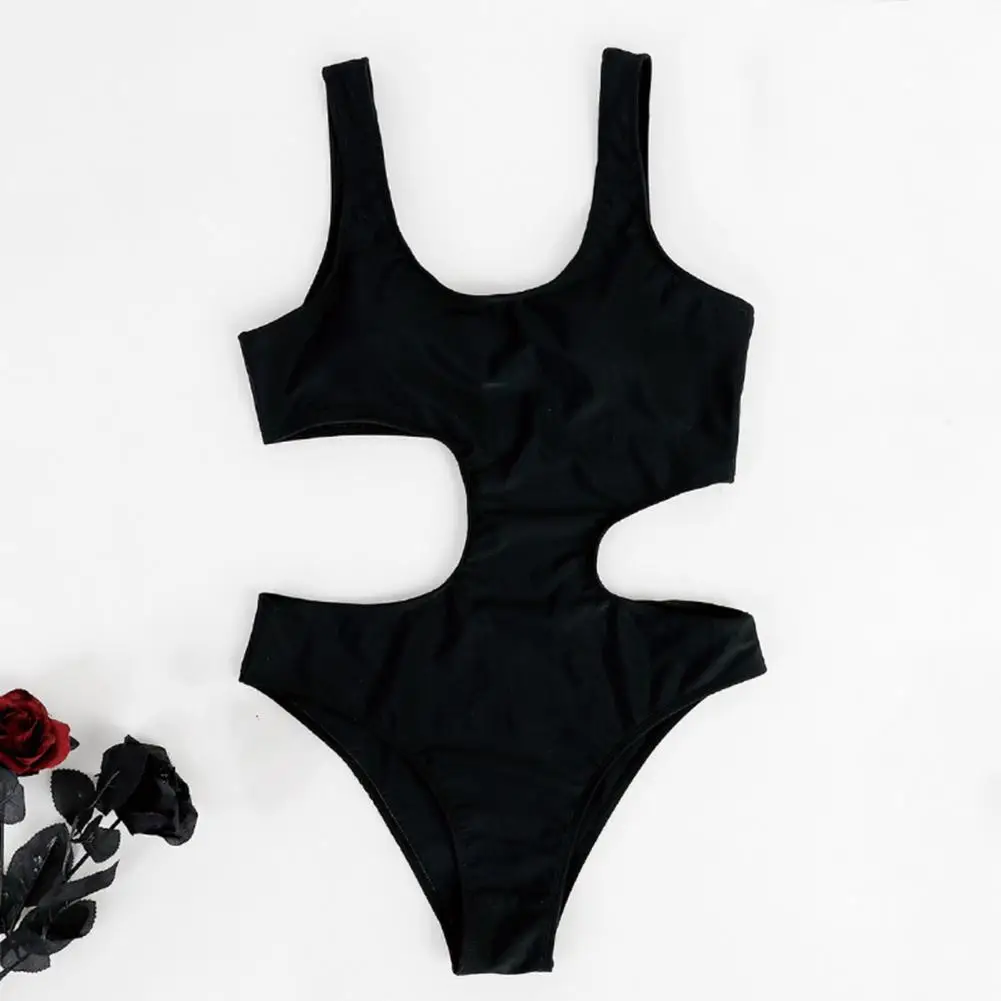 

One-piece Bikini Slim Bodysuit Swimwear Hollow Waist Pure Color Monokini
