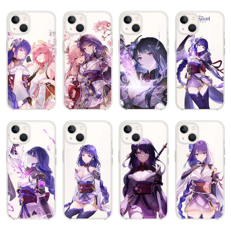 

Genshin Impact Raiden Shogun Phone Case For IPhone 13 12 11 Pro Max Mini Xs X Xr 8 7 6 6s Plus Se 2020 Transparent Funda