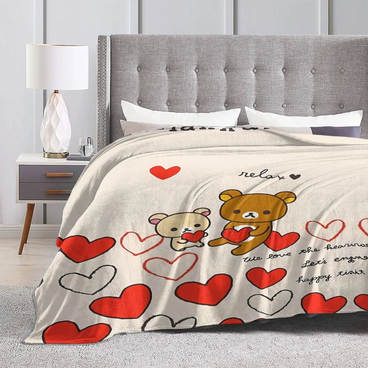 Одеяло Rilakkumas Easy Bear теплое мягкое уличное трендовое плюшевое одеяло для стула