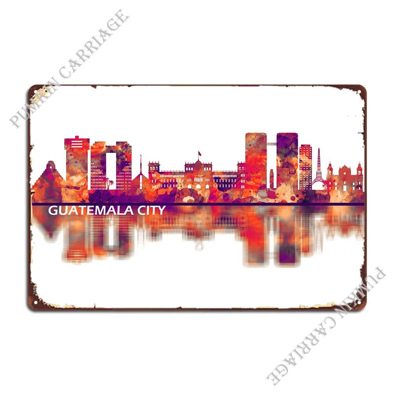 

Металлический знак Skyline города Гватемала, ржавый домашний Настенный декор для кухни, жестяной плакат