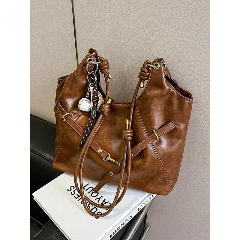 Корейская винтажная сумка через плечо Y2K для девочек большой емкости женские