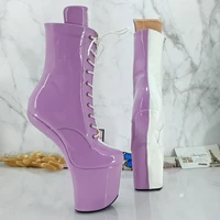 leecabe pink with white upper heelless boots lady gaga short shoes women unisex boots vamp bdsm boots