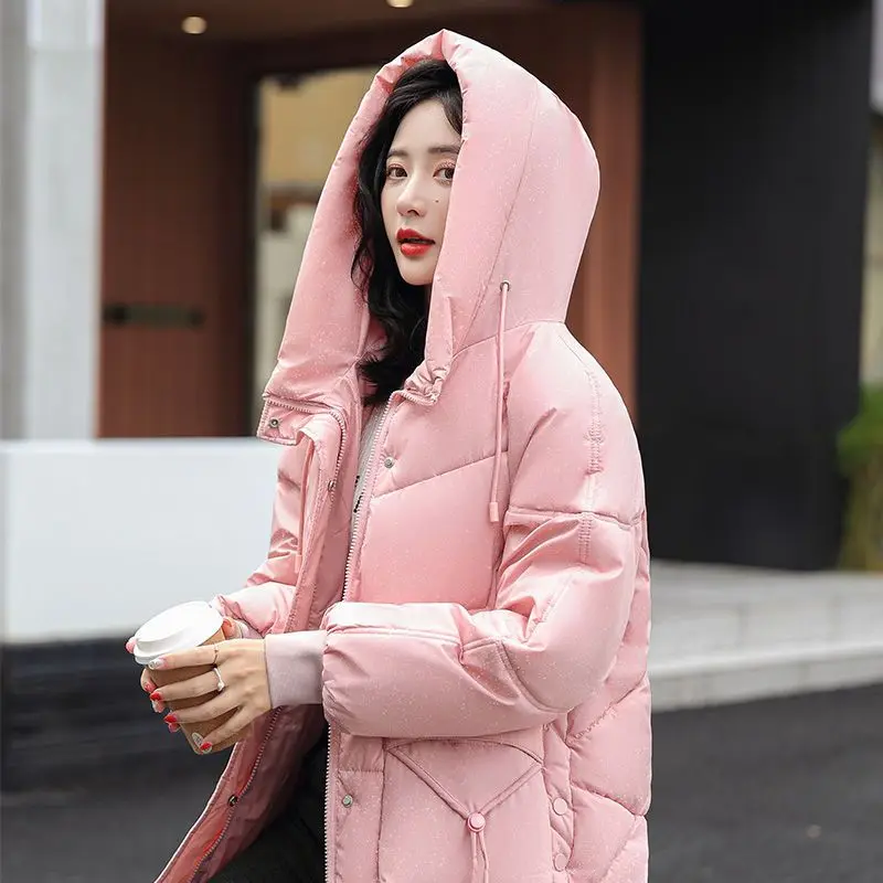 Winter Women's Cold Coat Jackets Parkas Super Hot Coats Hooded Cotton Padded Jacket Shiny Winter Clothing Korean Fashion New