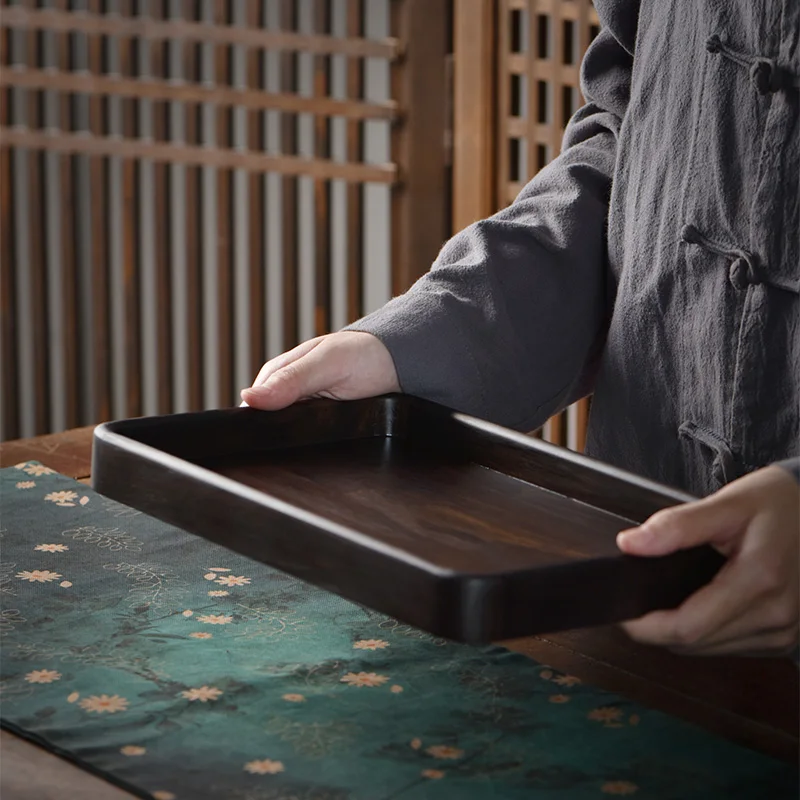 

Creative Wood Tray Rectangular Kung Fu Vintage Tea Ceremony Tray Japanese Style Drainage Bandeja Madera Decorativa Serving Tray
