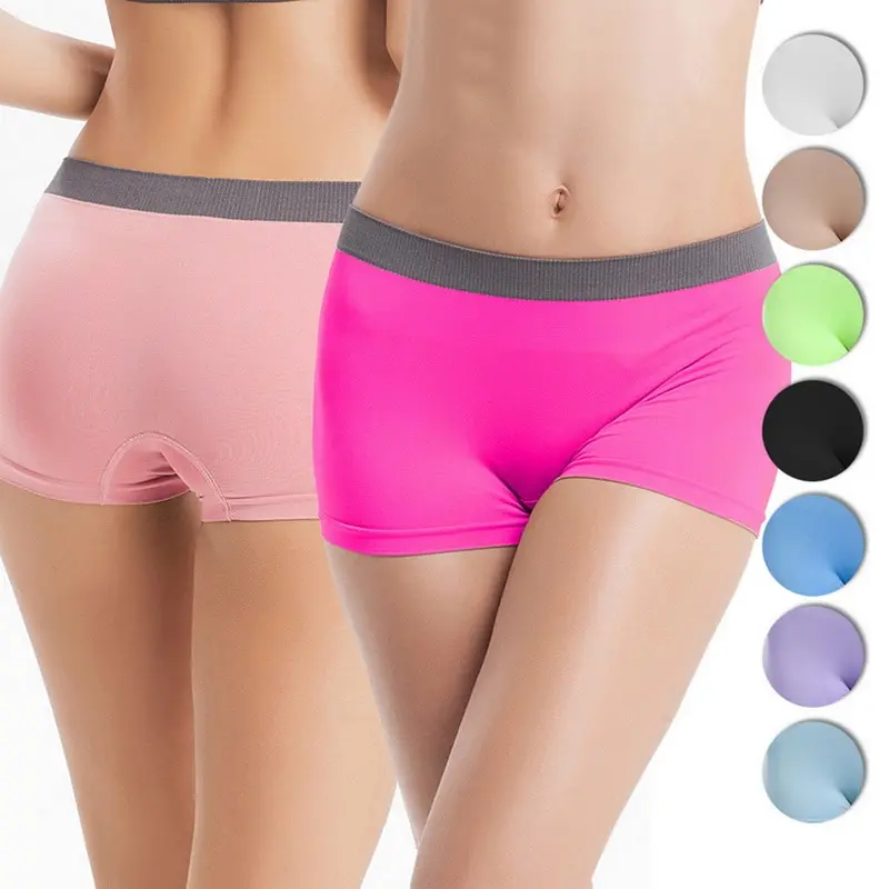 

New Women's Safety Shorts Anti-Blood Bottoming Boxers Seamless Stretch Mid Waist Boxers Seamless Square Shorts Tight Yoga Shorts