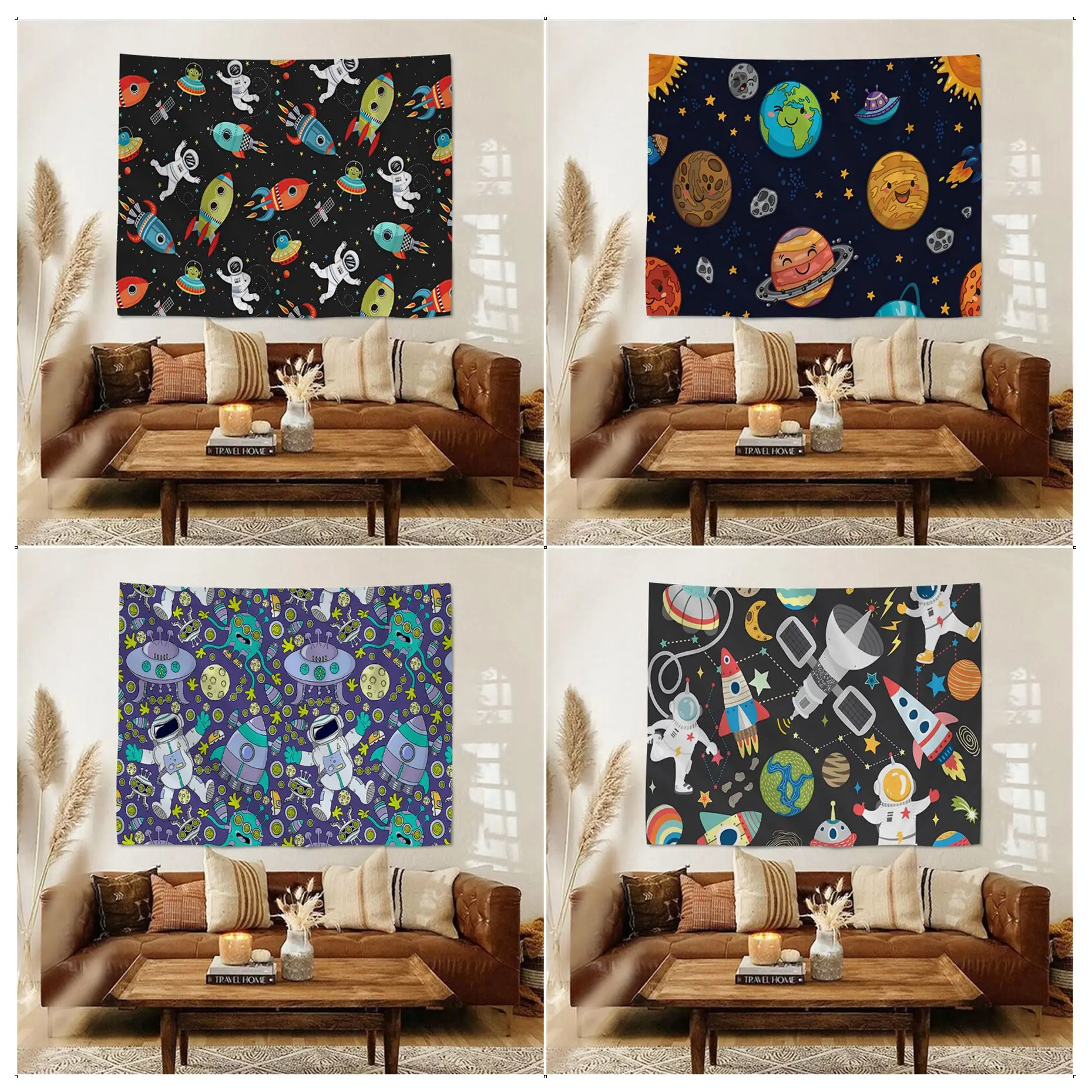 Cartoon Space Universe Planet Wall Tapestry Art Science Fiction Room Home Decor INS Home Decor