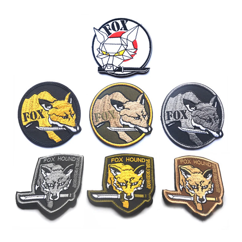 

Metal Gear Solid Fox Hound Embroidery Patch Military Tactics Badge Hook Loop Stickers Special Force Group Armband Applique