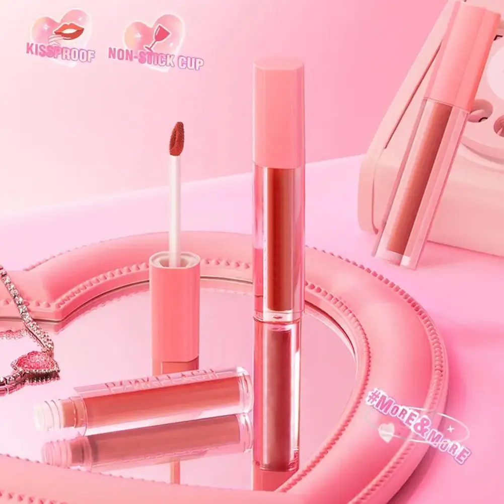 

1Pc Mirror Surface Lip Gloss Tint Lips Makeup 21 Colors Liquid Lipstick Lasting Moisturizing Non-stick Cup Lip Glaze