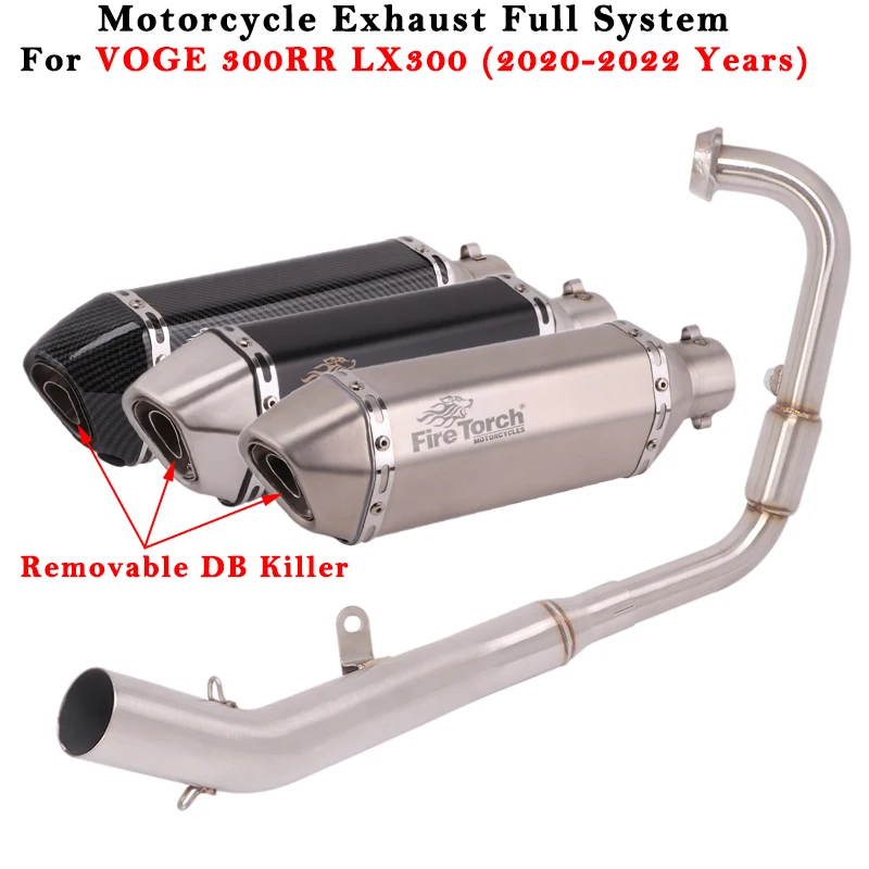 

Motorcycle Exhaust Escape Full System Modified Muffler Front Middle Link Pipe Slip On For VOGE 300RR 300 RR LX300 2020 2021 2022