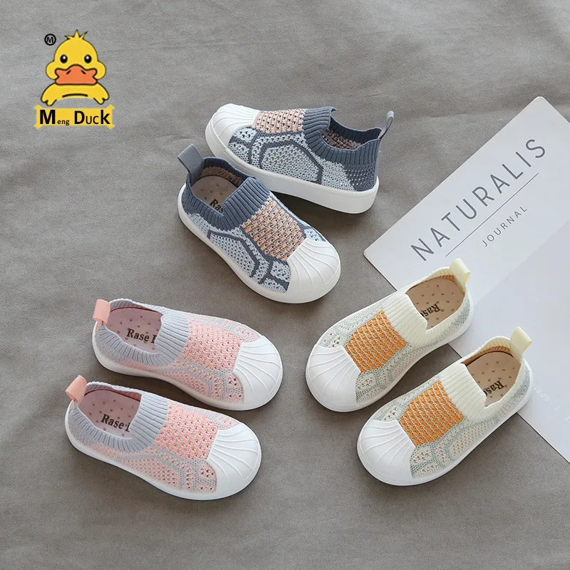 

Spring And Summer 2021 New MengDuck Brand Children's Shoes Children's Shell Head Soft Bottom Breathable Fly Woven Children's