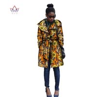customized spring african clothes trench women long sleeve outwear with sashes coat dashiki african print oversize jacket wy1334