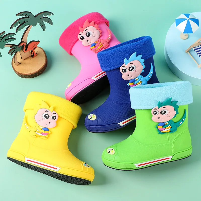 

Детские резиновые ботинки для мальчиков и девочек, дождевые ботинки с динозавром, Детская водонепроницаемая обувь для начинающих ходить де...
