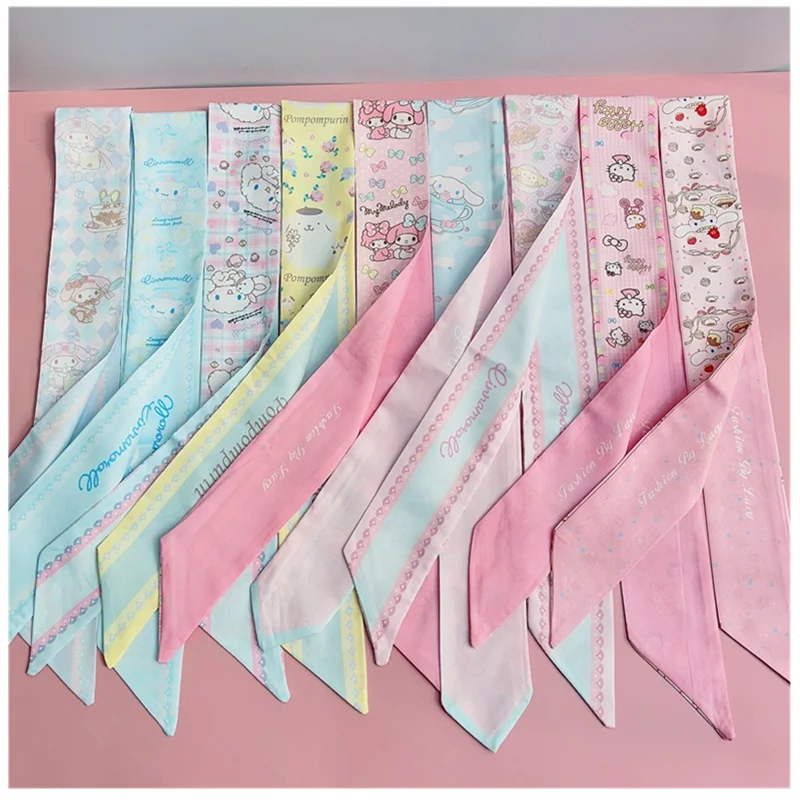 

Sanrio Cartoon Hello Kitty Silk Scarf Bow Girl Hair Accessories Anime Kawaii Kuromi Headgear Bow Decoration Kid Birthday Gifts