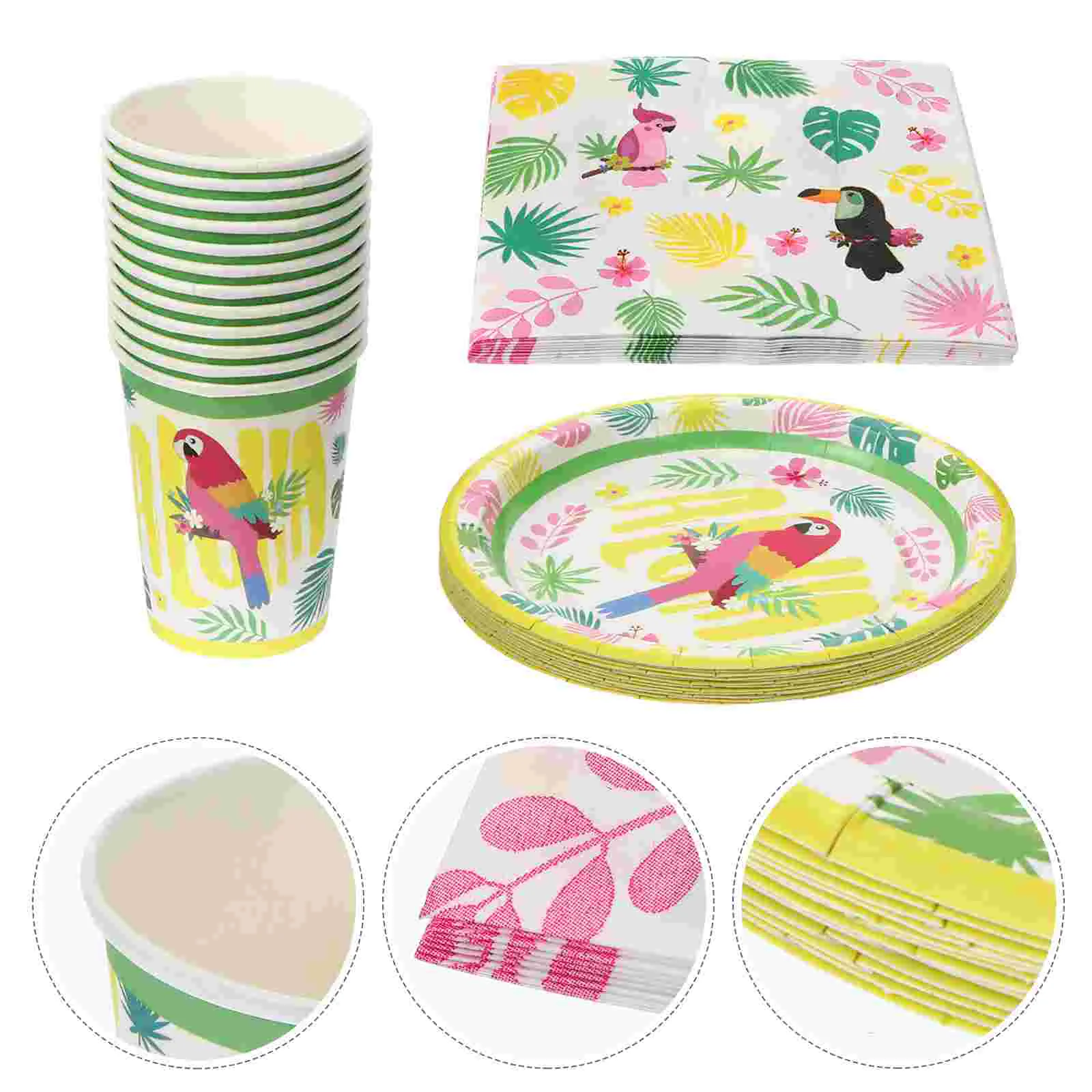 

Party Plates Paper Birthday Summer Tableware Hawaiian Jungle Luau Utensils Cake Plate Dinnerware Kitchen Tropical Delicate
