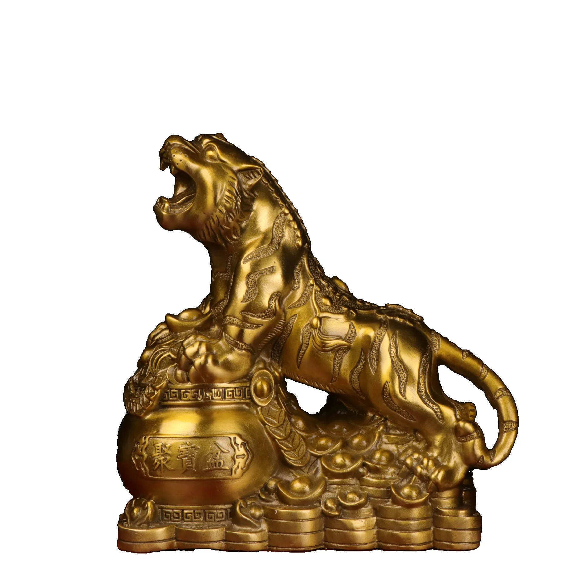 

LAOJUNLU Pure Copper Tiger Bronze Tiger Chinese Zodiac Tiger Treasure Pot Tiger Home Office Ornament 1# Chinese Traditional