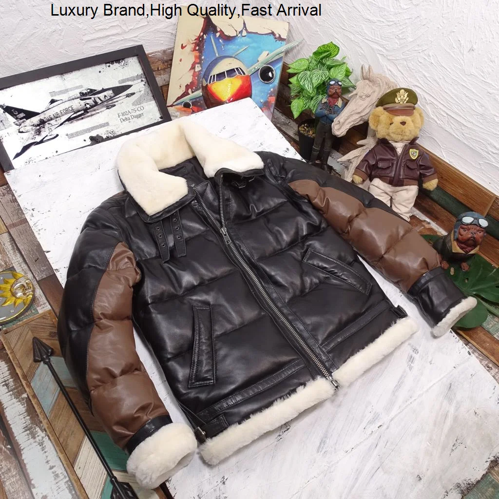

Air force B3 peel version and color import sheepskin splicing fur white duck down leather coat