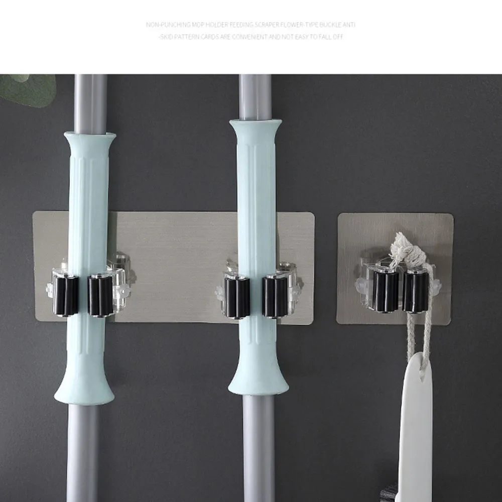 

1PC Adhesive Multi-Purpose Hooks Brush Broom Hanger Hook Wall Mounted Mop Organizer Holder Rack Kitchen Bathroom Strong Hooks