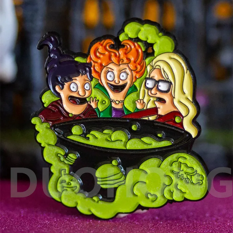 

Sandersons Witches Sisters Villainous Bob Belcher Enamel Brooch Pin Brooches Lapel Pins Badge Denim Jacket Jewelry Accessories