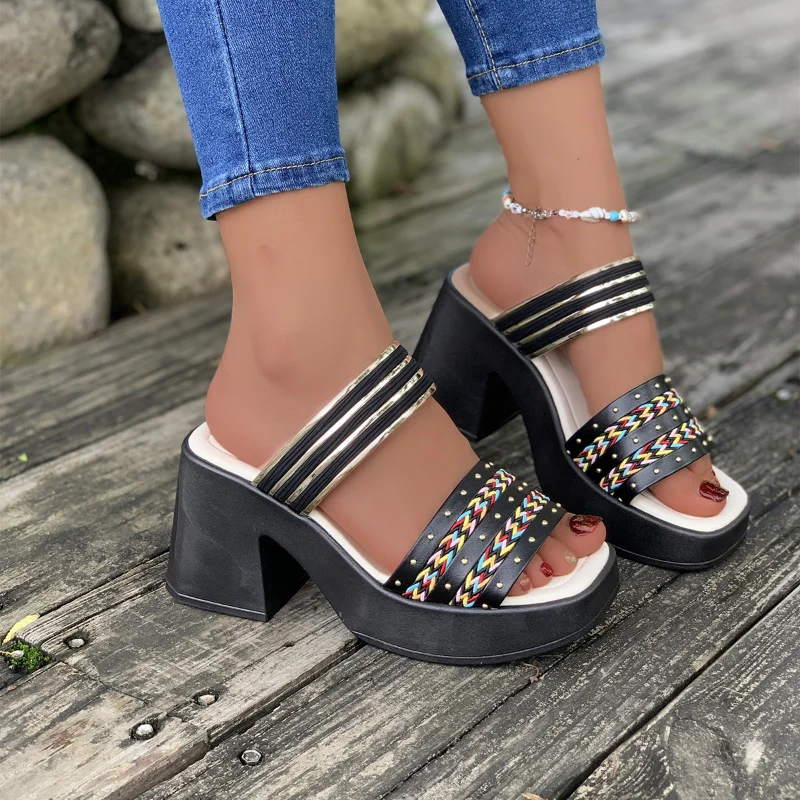 

New Summer Heels Women's Platform Slippers Brand Fashion Women's Sandals Party Dress Slippers Women's Sandals Zapatos Shoes 2023