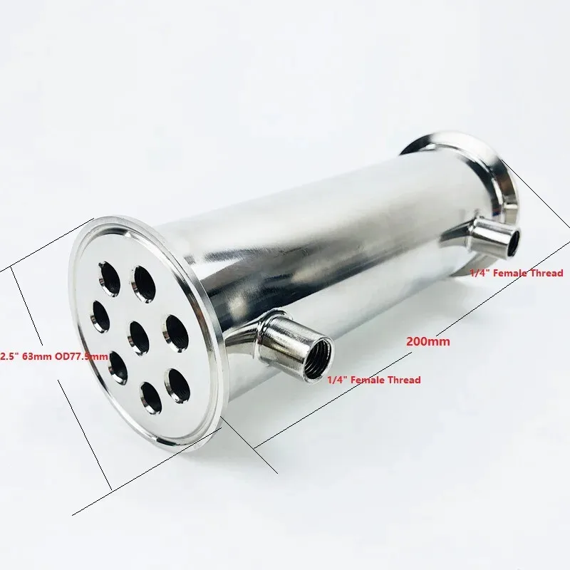 2 5 дюйма (63 мм) OD77.5 санитарный дефлегматор/конденсатор дистилляции 1/4 FNPT 8 труб