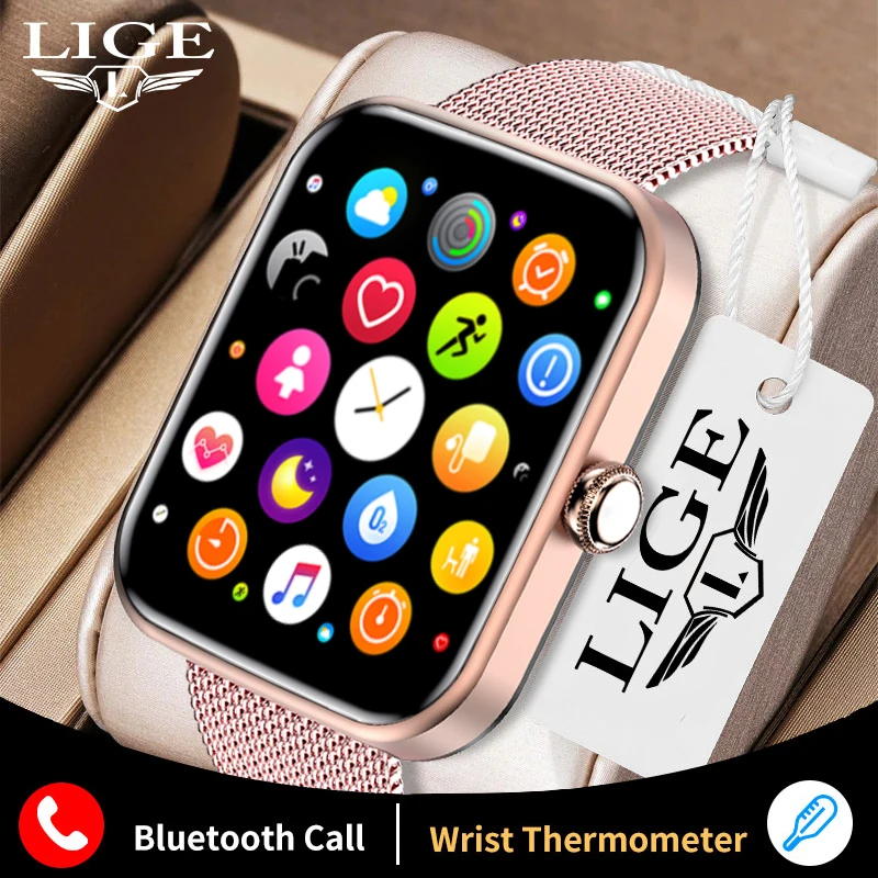 

LIGE New Bluetooth call Smart Watch Women Full Touch Heart Rate Wristwatch Sport Fitness Tracker Smartwatch waterproof watch+Box
