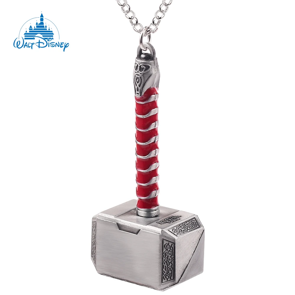

Disney Marvel Sci-fi Movie Avengers Superhero Thor Weapon Mjolnir Necklace Fashion Pendant Necklace Accessories Gifts For Fans
