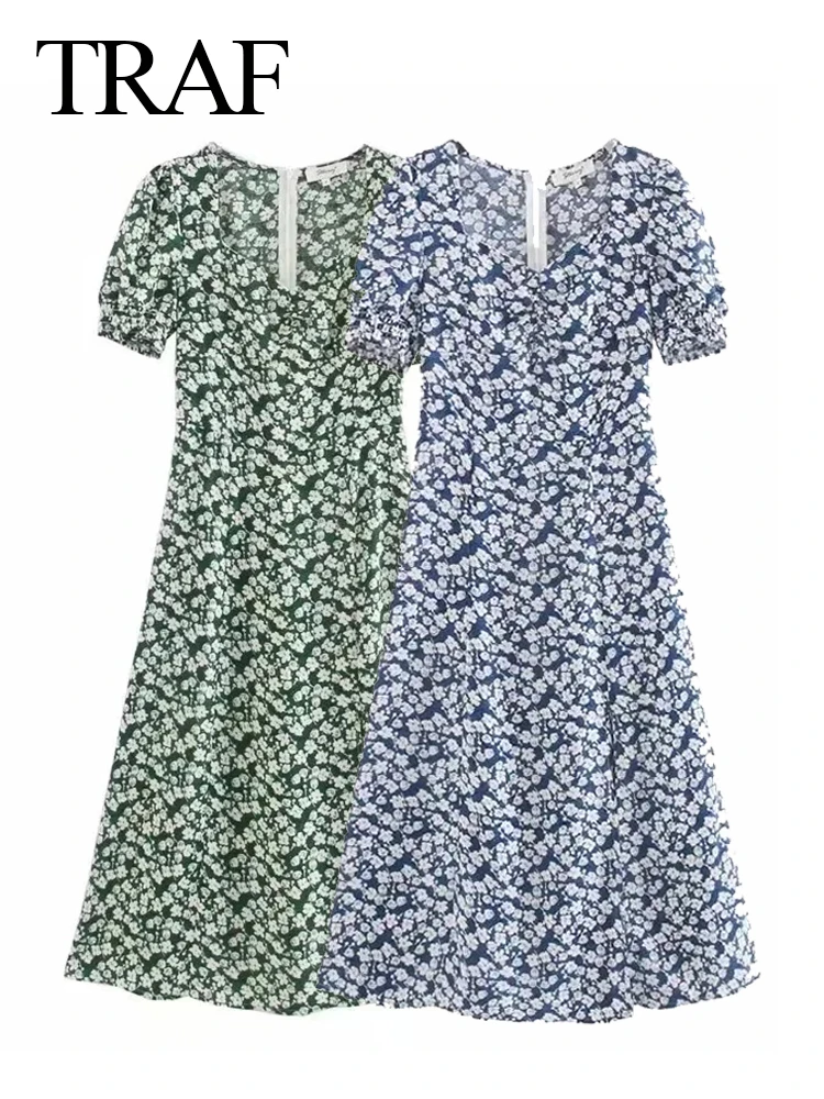 

Женское длинное платье с коротким рукавом, квадратным вырезом и разрезом сбоку