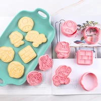 6pcs super mario bros anime cookie cutter set reusable baking tools for cakes plastic cookie stamp home decoration for party