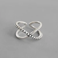 tulx silver color vintage cross winding finger rings for women open adjustable ring minimalist party jewelry gift