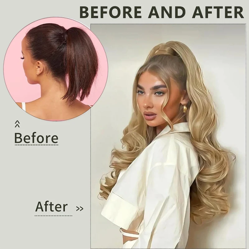 Длинные вьющиеся волнистые удлинители конского хвоста с зажимом для когтей