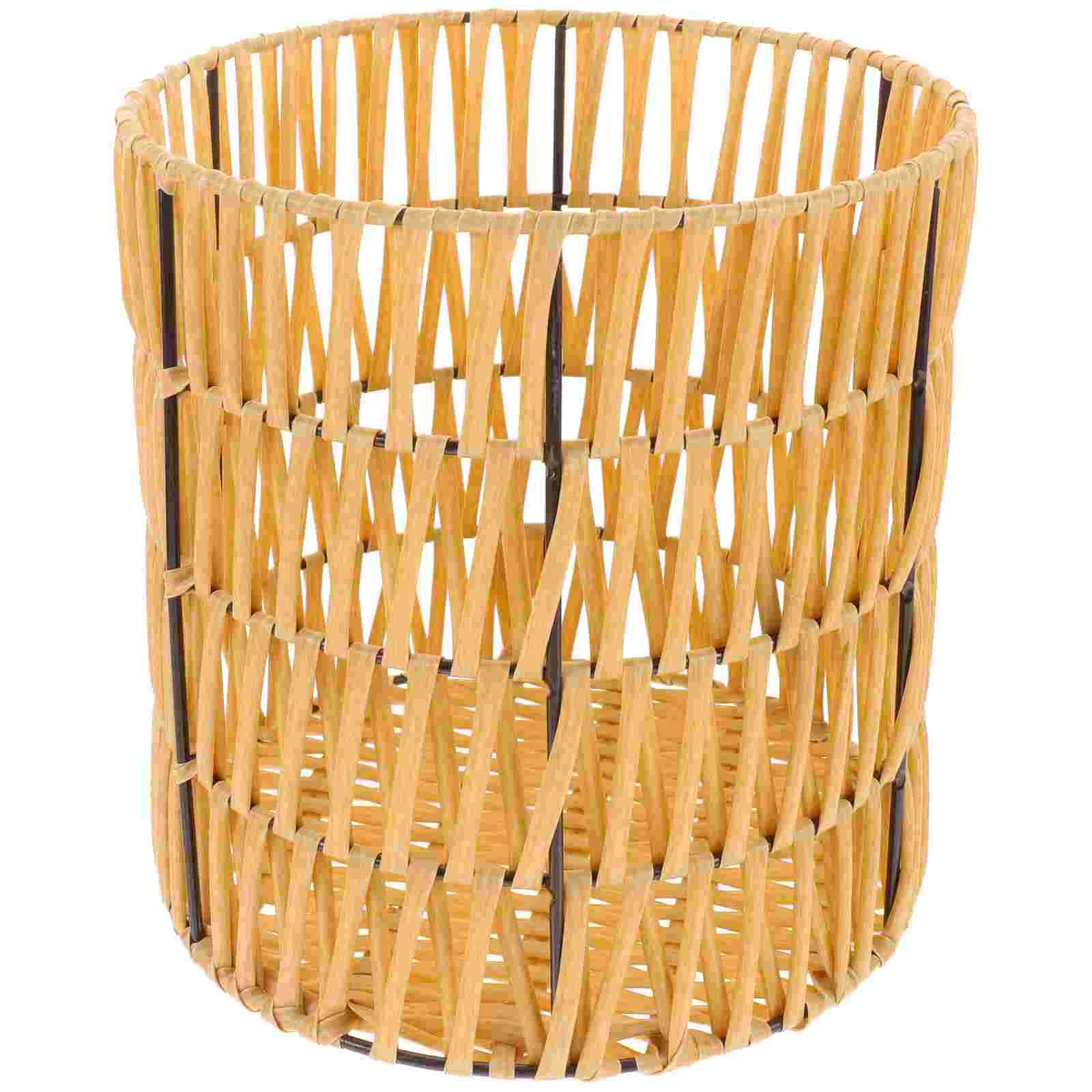

Basket Woven Trash Can Bin Rattan Wicker Waste Garbage Storage Laundry Planter Seagrass Bathroom Wastebasket Fruit Organizer