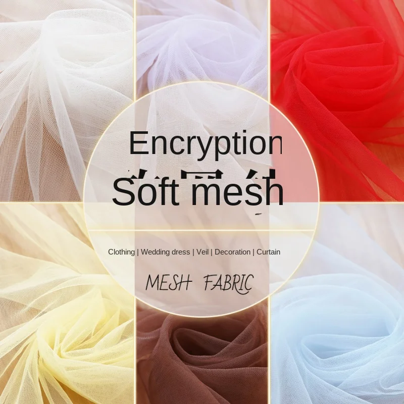 

Dense Soft Mesh Fabric Dress Wedding Gown Mosquito Net Headdress Decorative Cloth Sleeve Diy Fashion Design for Sewing Material