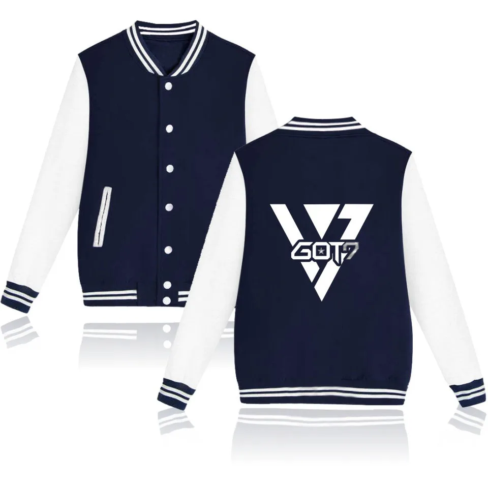 

New KPOP GOT7 Men Women Jackets Baseball Clothing Uniform Coat Women streetwear Hoodies Harajuku Sweatshirt Bomber Jacket