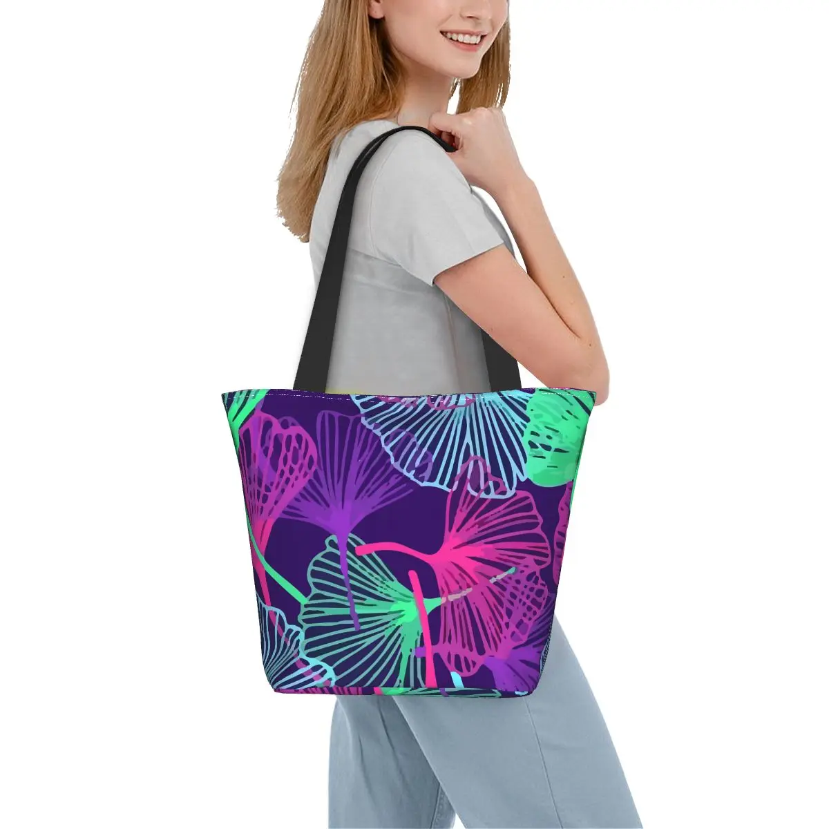 

Красочная сумка-шоппер Ginkgo Biloba, сумки с тропическими листьями, женская сумка-тоут с графическим дизайном, забавная дорожная сумка через плечо из полиэстера