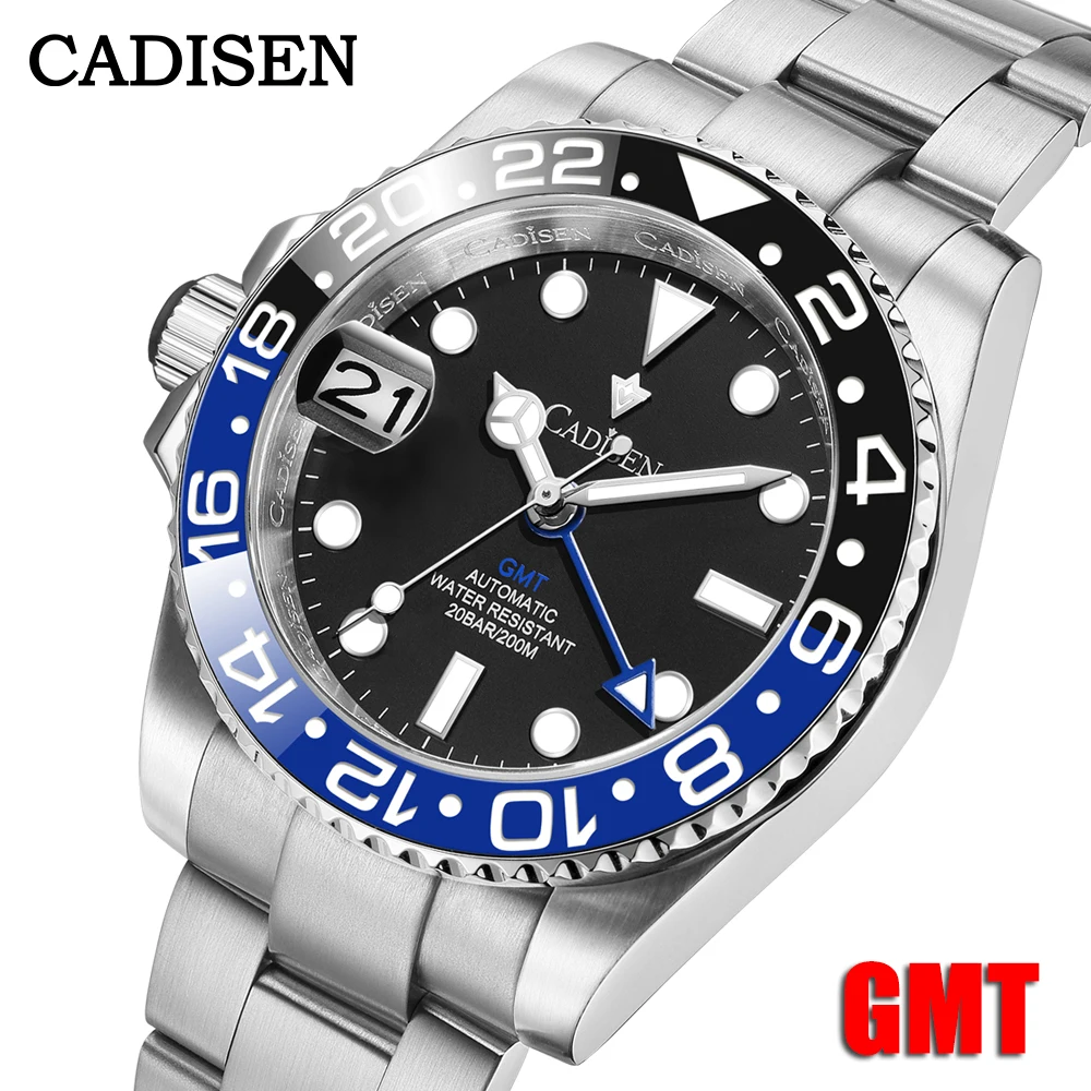 

Новинка, японские механические часы CADISEN NH34 GMT, мужские водонепроницаемые часы лучшего бренда из нержавеющей стали с сапфировым стеклом 200 м, мужские часы 8217