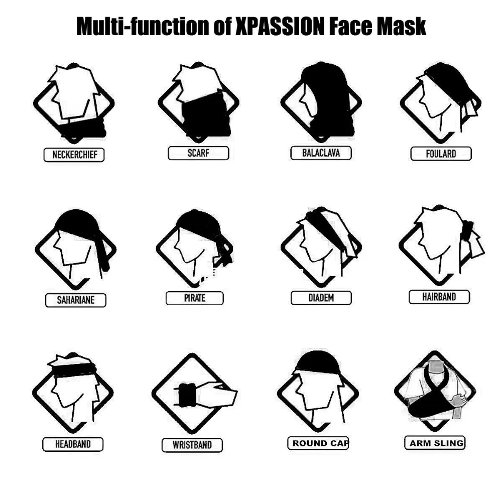 Бесшовная многофункциональная трубчатая полумаска с черепом повязка на голову