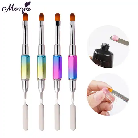 Monja двухконцевая красочная ручка для дизайна ногтей акриловый УФ-гель для наращивания краски для строительства кисти для рисования ногти д...