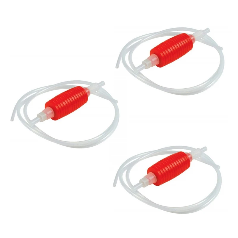 

3pcs 2 Meter Red Syphon Tube Hand Fuel Pump Gasoline Siphon Hose Gas Oil Water Fuel Transfer Siphon Pump