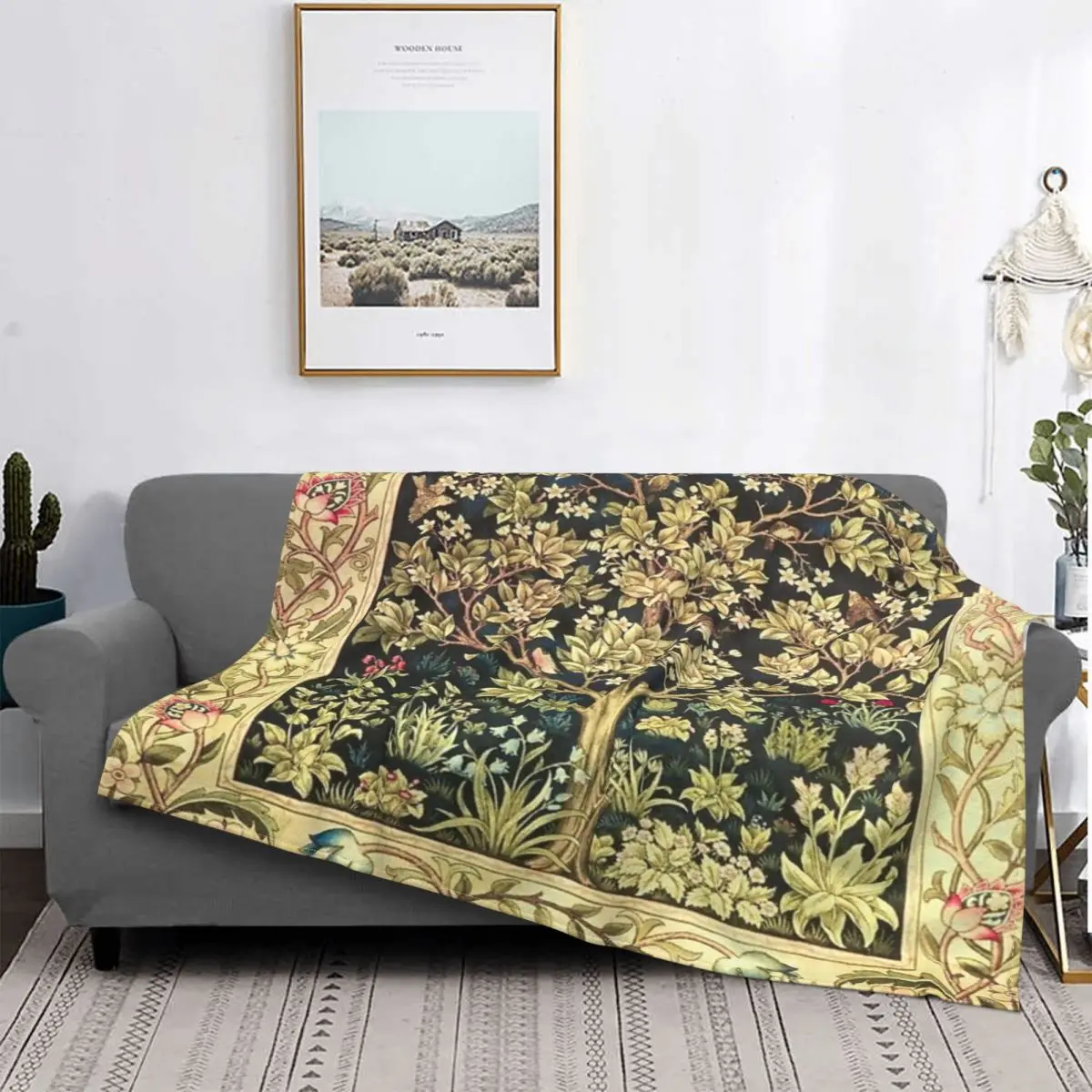 

Manta del árbol de la vida de William Morris, colcha a cuadros para cama, sofá, manta a cuadros, alfombra de oración Islámica